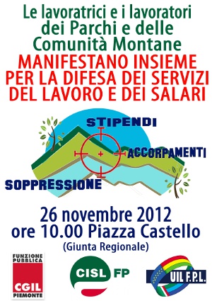COMUNITA' MONTANE -PARCHI  MANIFESTANO 26.11.12