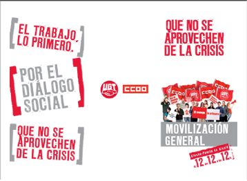 locandina manifestazione sindacati spagnoli contro la crisi