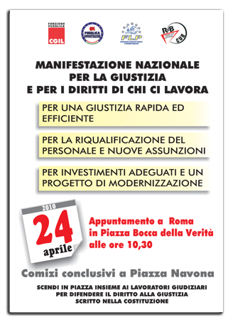 Locandina manifestazione giustizia 24 aprile 2010