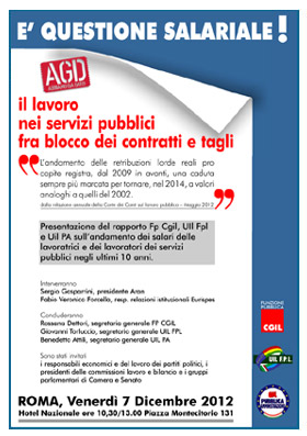 Iniziativa pubblica: il lavoro nei servizi pubblici fra blocco dei contratti e tagli