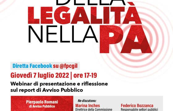 Fp Cgil, 7 luglio webinar ‘La tutela della legalità nella Pa’