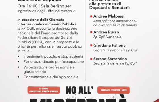 Giornata Internazionale Servizi pubblici, lunedi conferenza stampa Fp Cgil