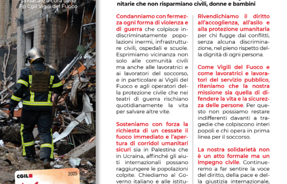 VVF: NO ALLA GUERRA  – SOLIDARIETÀ E IMPEGNO UMANO VERSO I POPOLI  Focus Pubblico n° 8