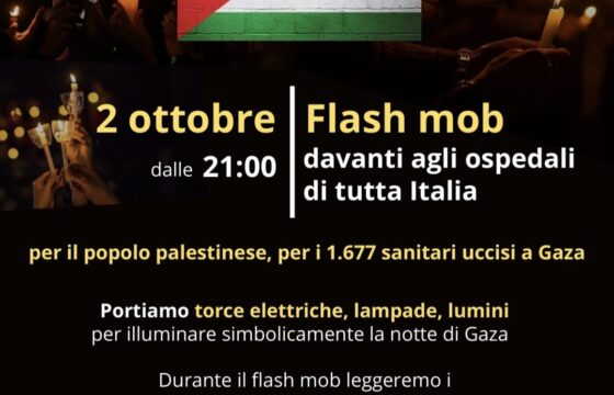 Luci sulla palestina, flash mob per gli operatori sanitari uccisi a Gaza