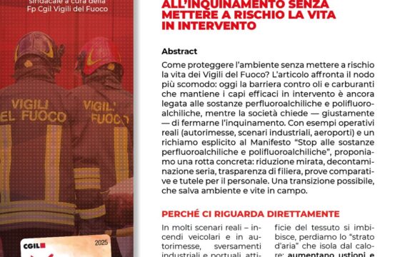 VVF: PFAS nei capi dei Vigili del Fuoco – Continua la richiesta di tutela per le lavoratrici e i lavoratori del Corpo Focus Pubblico n.10