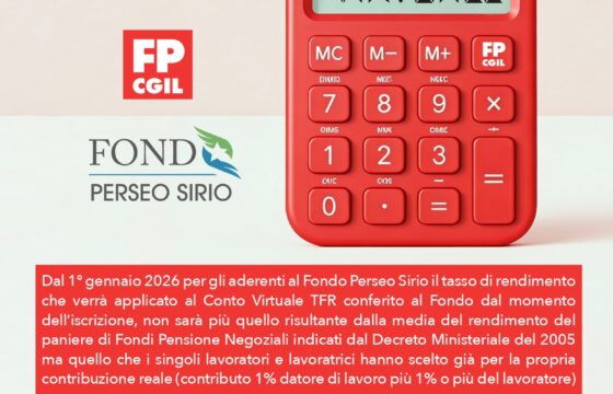 Previdenza: Fondo Perseo Sirio Novità sul Conto Virtuale a partire dal 1 gennaio 2026, chiedi info alla Funzione Pubblica Cgil del tuo territorio
