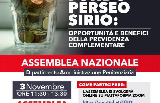 Giustizia, DAP – Assemblea Nazionale on line Perseo Sirio 3 novembre